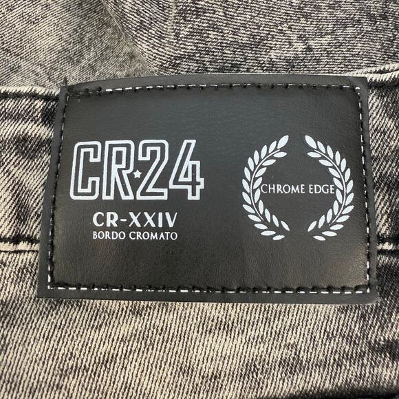 CR24 Jeans Women's 34 (18) Black Chrome Edge Acid Wash Distressed Tapered Leg - Picture 6 of 14